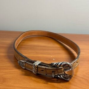 Nocona Women’s Leather Belt Silver Detail Engraved Western Skinny 32